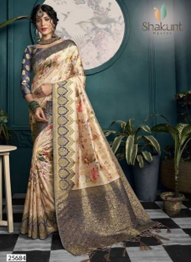 REVIES RATE SHAKUNT KOLAVERI Latest fancy Designer Heavy Festive Wear Silk Weaving With Digital Print Saree Collection